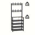 Shoe Storage with 4/5 Tiers and Top Display Shelf - Heavy-Duty Plastic Construction, Space-Saving Modern White / Black Rack for Entryway, Bedroom, Dorm Room - Easy to Assemble Sturdy Shoe Organizer Cabinet, Compact Design, Du