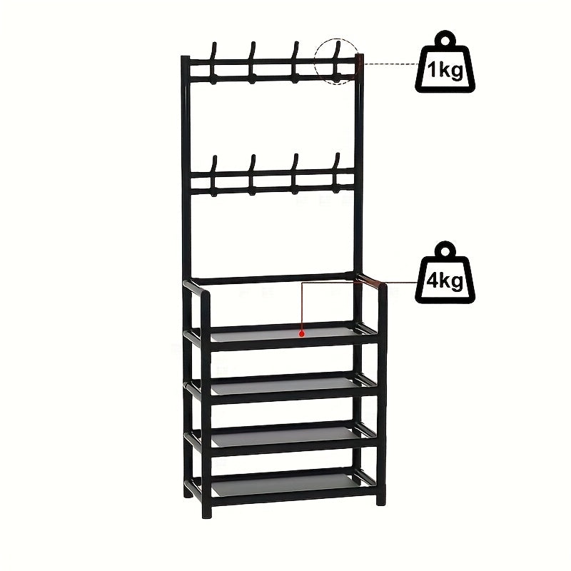 Shoe Storage with 4/5 Tiers and Top Display Shelf - Heavy-Duty Plastic Construction, Space-Saving Modern White / Black Rack for Entryway, Bedroom, Dorm Room - Easy to Assemble Sturdy Shoe Organizer Cabinet, Compact Design, Du