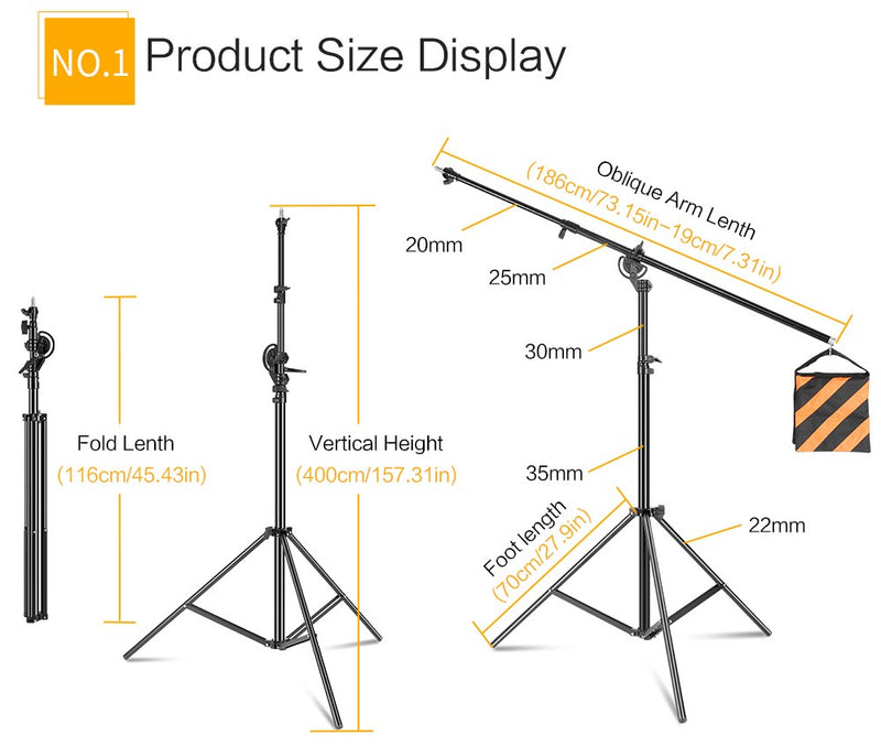 Equipamento fotográfico de tripé de 4m, acessório de estúdio de fotografia,