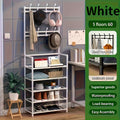 Shoe Storage with 4/5 Tiers and Top Display Shelf - Heavy-Duty Plastic Construction, Space-Saving Modern White / Black Rack for Entryway, Bedroom, Dorm Room - Easy to Assemble Sturdy Shoe Organizer Cabinet, Compact Design, Du