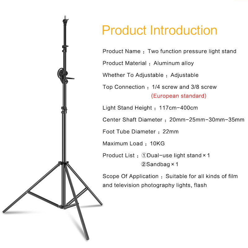 Equipamento fotográfico de tripé de 4m, acessório de estúdio de fotografia,