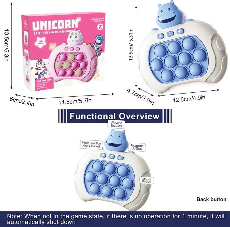 Brinquedo de apertar Anti-Stress Ansiedade Sensorial Toys Adultos Crianças Fast Push Game Giro HIPOPOTAMO AZUL BLUE