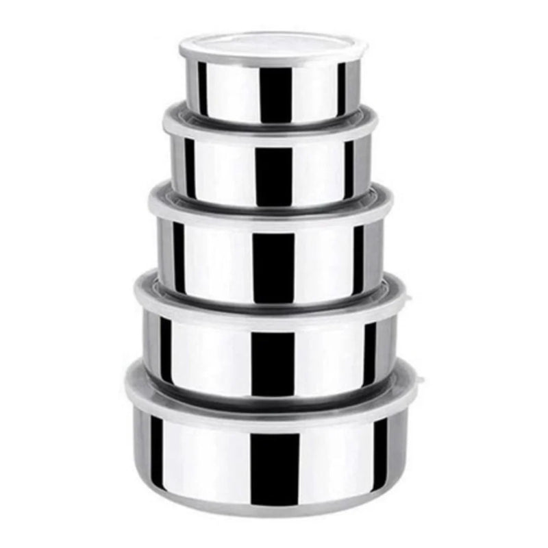 Game 5 Pots Aluminum Stainless Bowl With Round Lid Practicality Efficient and Elegant Storage with Round Lid Include