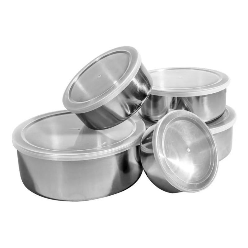 Game 5 Pots Aluminum Stainless Bowl With Round Lid Practicality Efficient and Elegant Storage with Round Lid Include