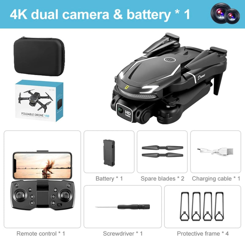 Drone V88 com câmera dupla Full HD 4K e filme fotográfico
