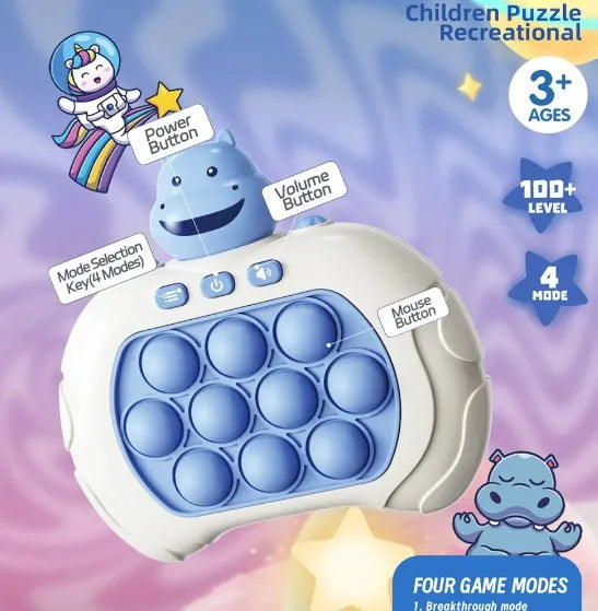 Brinquedo de apertar Anti-Stress Ansiedade Sensorial Toys Adultos Crianças Fast Push Game Giro HIPOPOTAMO AZUL BLUE