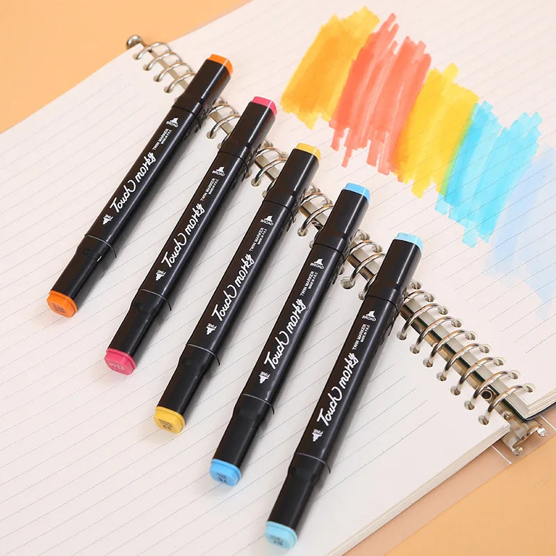 Conjunto de canetas marcadoras oleosas coloridas com 168 pontas duplas, tinta artística, pincel de manga para meninas, crianças, escritório, escola, material de papelaria