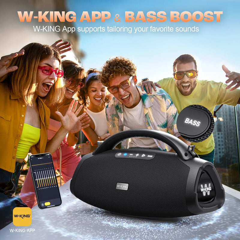 W-KING Portable Bluetooth Speaker 200W RMS Outdoor Wireless Speaker IPX7 Waterproof Speaker Party Camping Speaker 24H Playtime