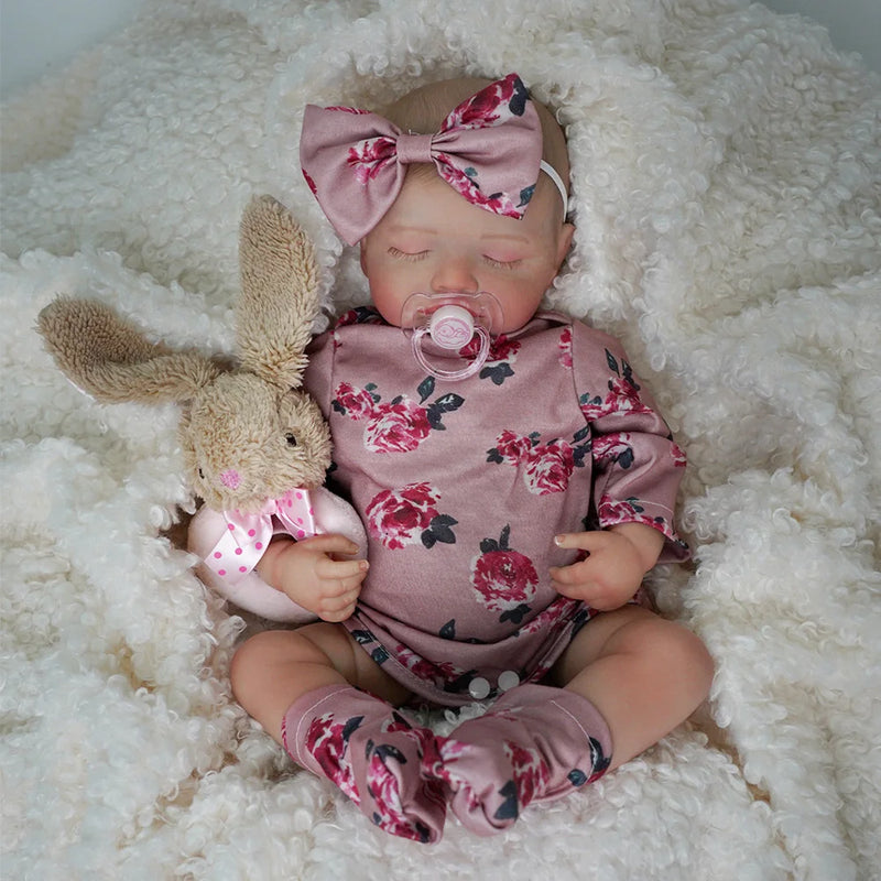 BRASTOY Reborn Baby Doll Menina Pintada Realista 48cm Corpo de Silicone Menina Menina Com Brinquedo de Pelúcia