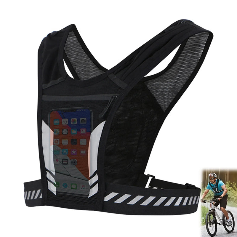 Colete de corrida ultraleve com bolso para celular e suporte para garrafa de água, mochila de hidratação respirável para ciclismo ao ar livre, trilhas e caminhadas