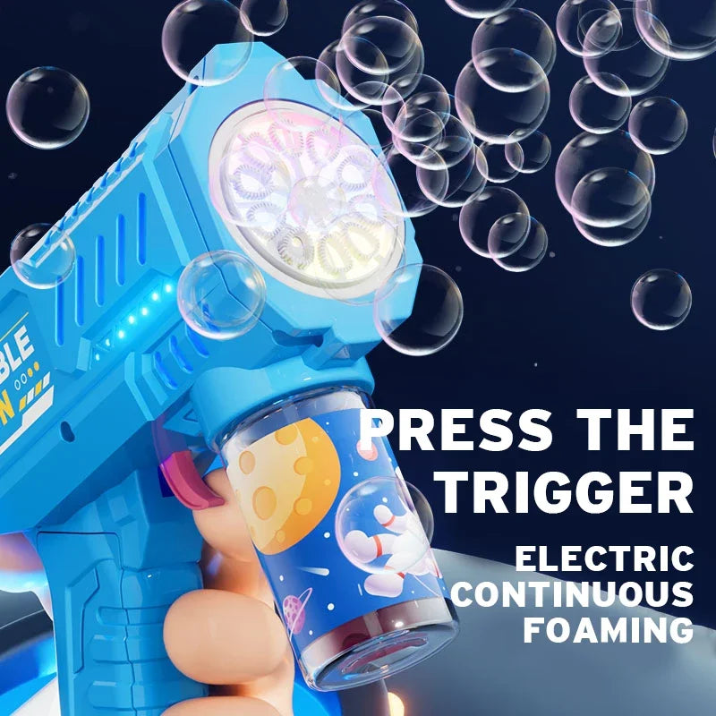 Pistola de bolhas totalmente automática, máquina de bolhas, brinquedo para crianças, para usar na praia e em atividades ao ar livre.
