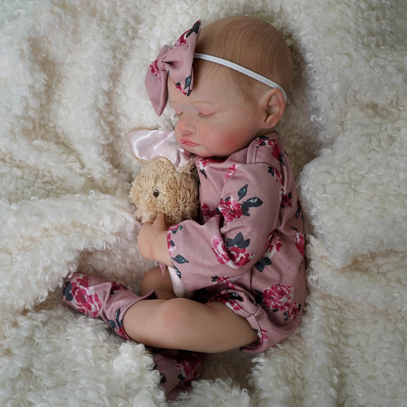 BRASTOY Reborn Baby Doll Menina Pintada Realista 48cm Corpo de Silicone Menina Menina Com Brinquedo de Pelúcia