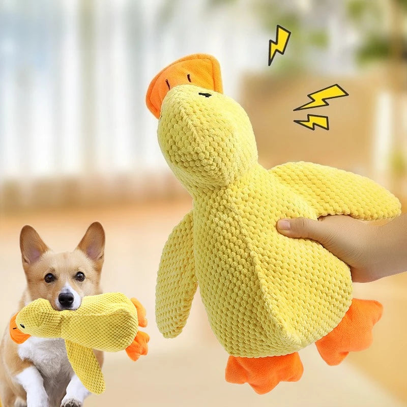 Dog Bite Resistant Teeth Grinding Sound Relief Duck Sound Toy Plush Companion Sleeping Duck Dog Toys for Small Large Dogs