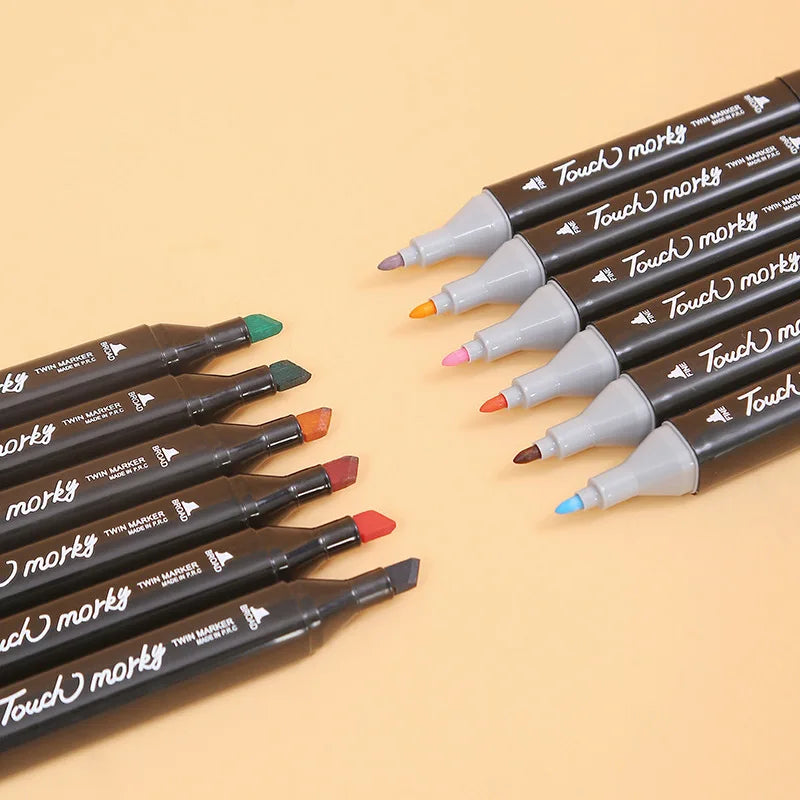 Conjunto de canetas marcadoras oleosas coloridas com 168 pontas duplas, tinta artística, pincel de manga para meninas, crianças, escritório, escola, material de papelaria