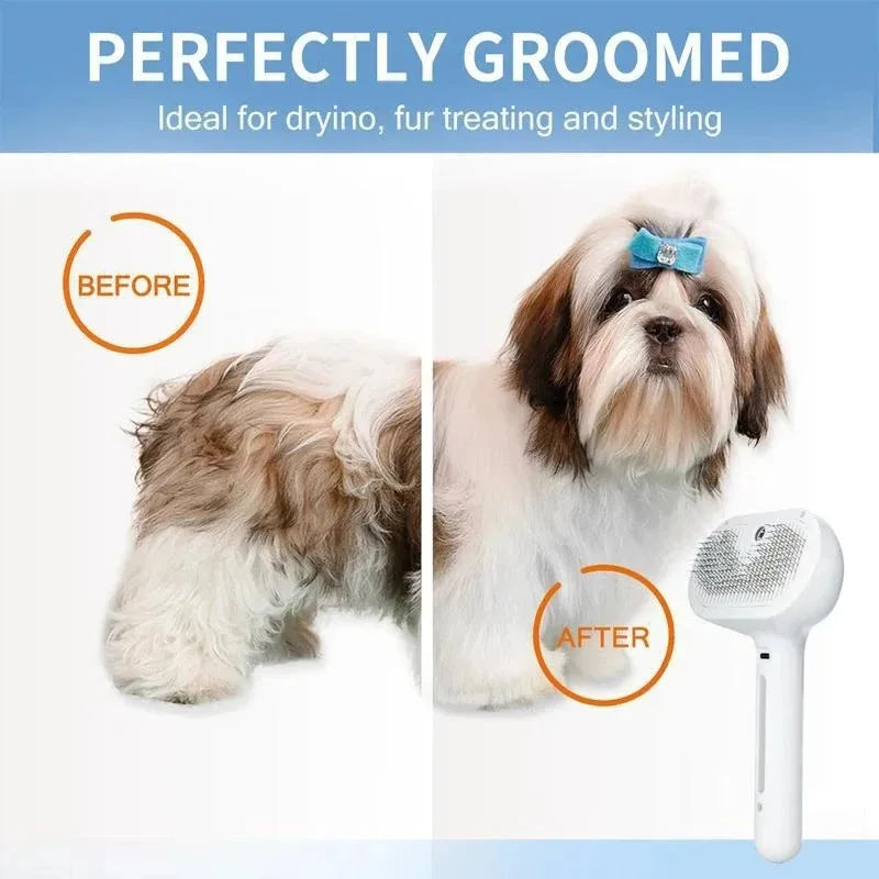 Escova de massagem a vapor para animais de estimação, escova universal 3 em 1, removedor de pelos, pente de massagem multifuncional, escova de spray.