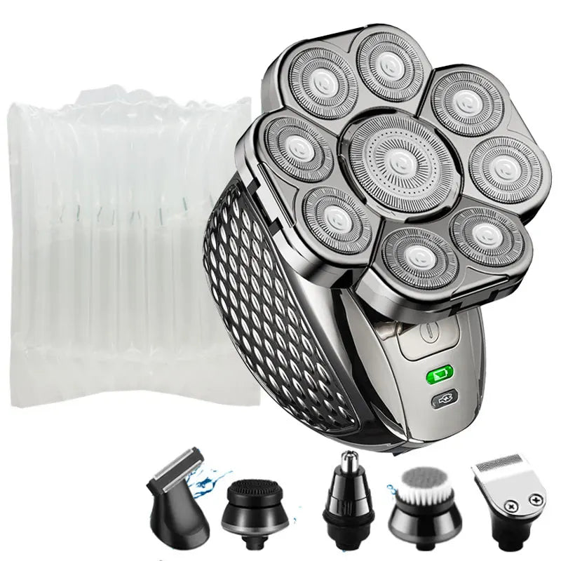 4D Head Shavers for Bald Men, Upgraded 9 Floating Heads 6-in-1 Rechargeable Waterproof Wet Dry Bald Head Shavers for Men