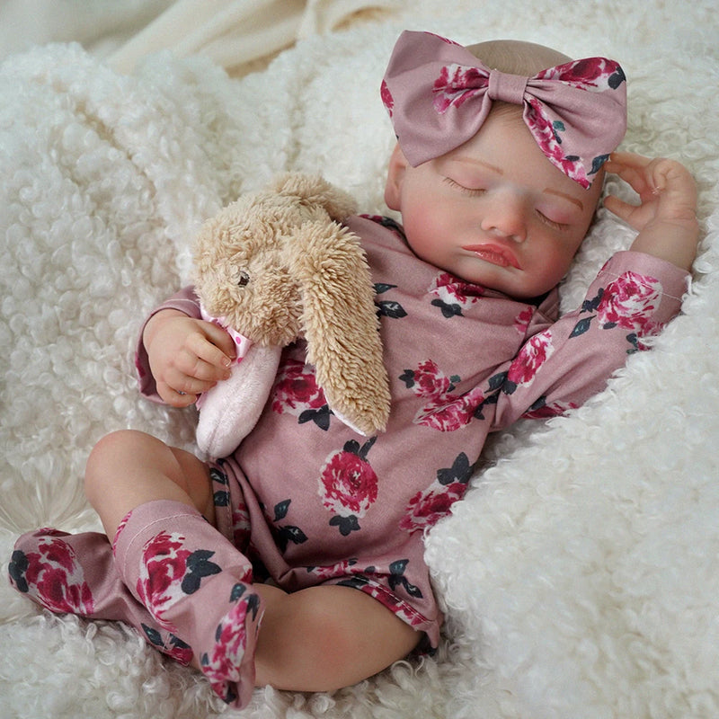 BRASTOY Reborn Baby Doll Menina Pintada Realista 48cm Corpo de Silicone Menina Menina Com Brinquedo de Pelúcia