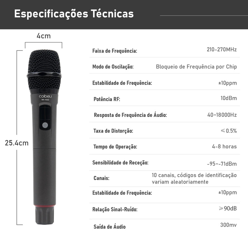 Professional Wireless Microphone For PC Gaming 210-270V 10ppm 40-18000Hz Brazil Wireless Microphone