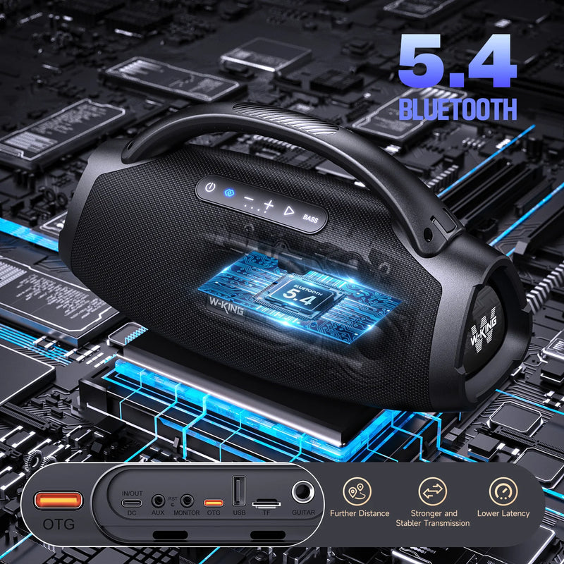 W-KING Portable Bluetooth Speaker 200W RMS Outdoor Wireless Speaker IPX7 Waterproof Speaker Party Camping Speaker 24H Playtime