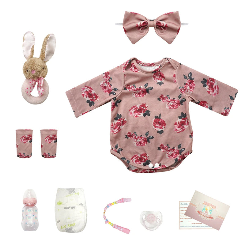 BRASTOY Reborn Baby Doll Menina Pintada Realista 48cm Corpo de Silicone Menina Menina Com Brinquedo de Pelúcia