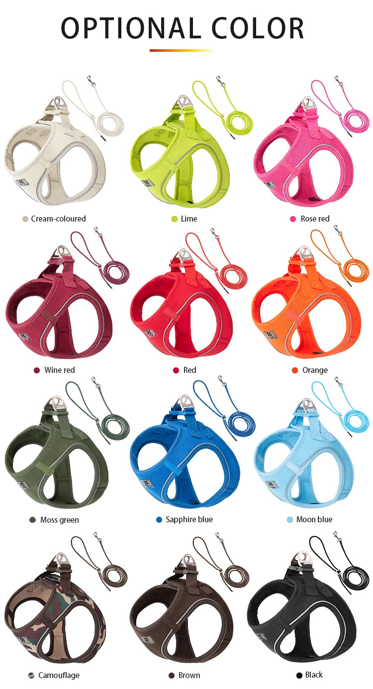 Dog Harness Leash Set for small medium dog Adjustable Reflective Puppy Cat Harness pet Vest Chihuahua Yorkies Outdoor Walking