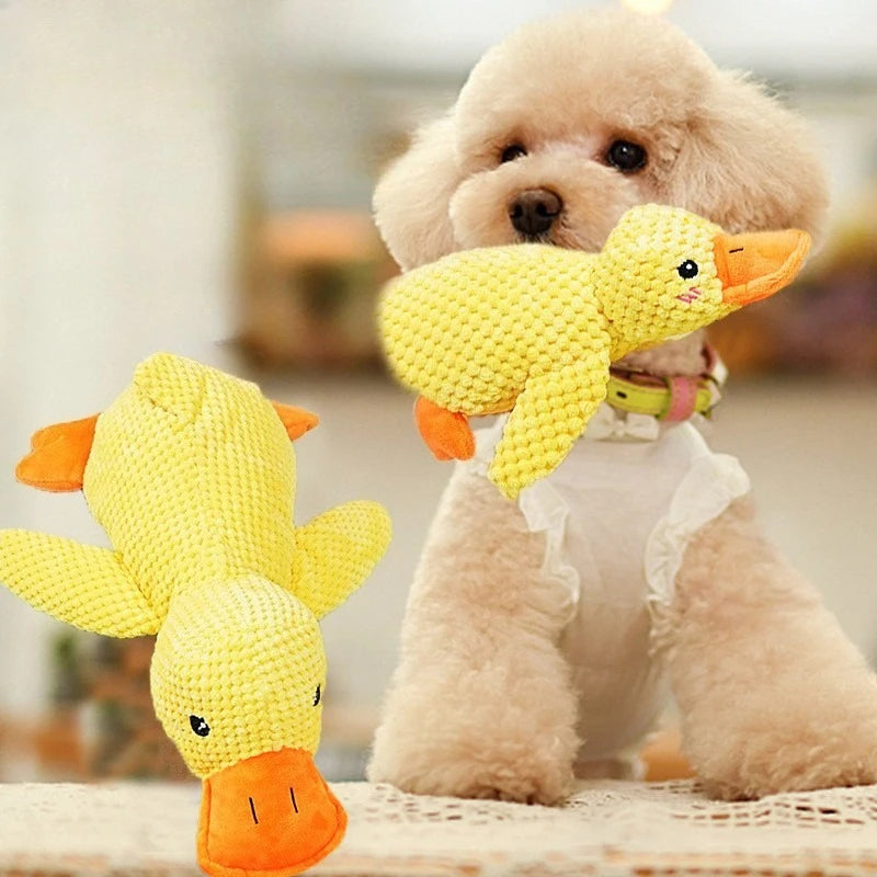 Dog Bite Resistant Teeth Grinding Sound Relief Duck Sound Toy Plush Companion Sleeping Duck Dog Toys for Small Large Dogs