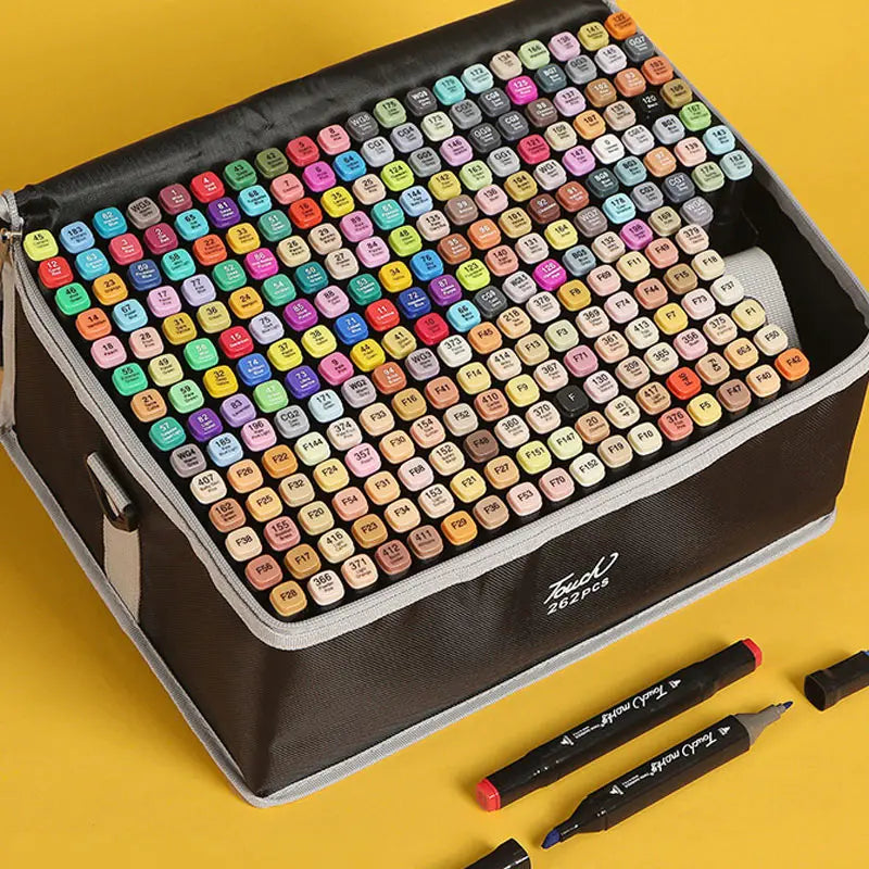 Conjunto de canetas marcadoras oleosas coloridas com 168 pontas duplas, tinta artística, pincel de manga para meninas, crianças, escritório, escola, material de papelaria