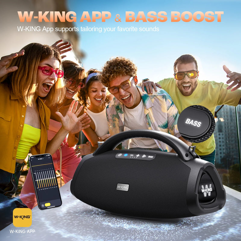W-KING Portable Bluetooth Speaker 200W RMS Outdoor Wireless Speaker IPX7 Waterproof Speaker Party Camping Speaker 24H Playtime