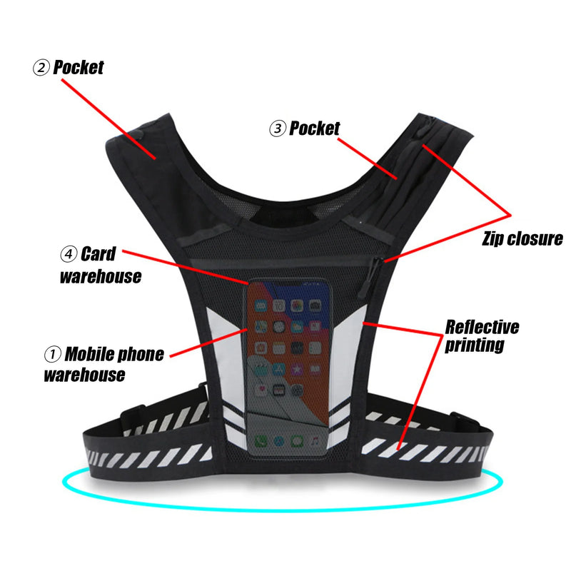 Colete de corrida ultraleve com bolso para celular e suporte para garrafa de água, mochila de hidratação respirável para ciclismo ao ar livre, trilhas e caminhadas