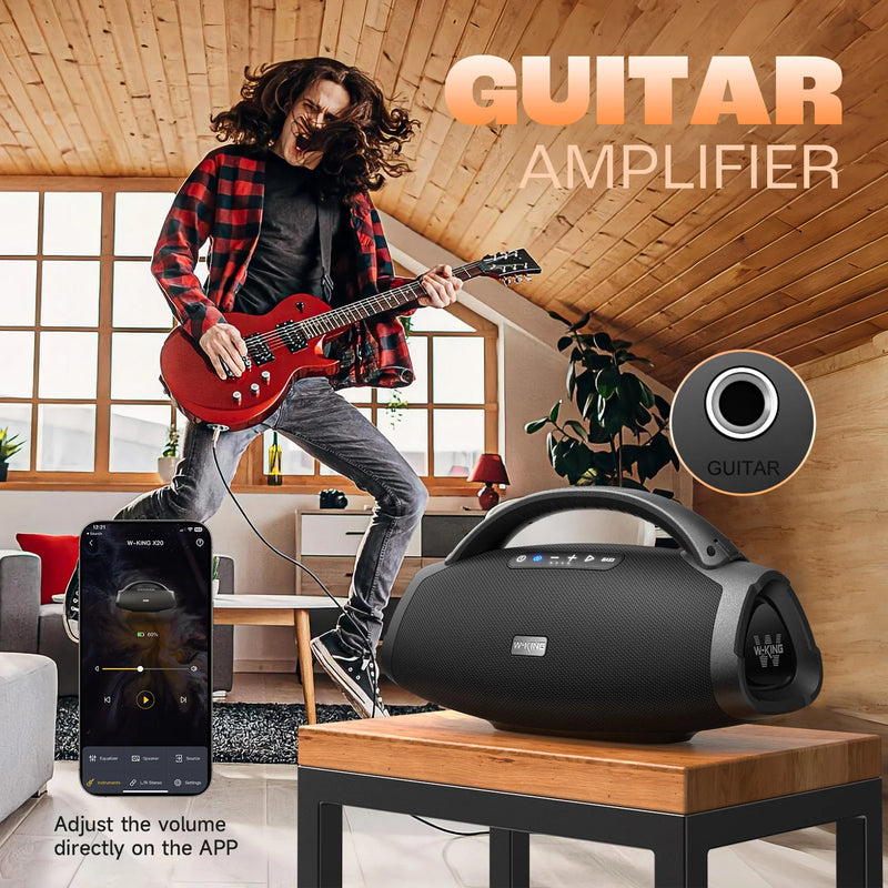 W-KING Portable Bluetooth Speaker 200W RMS Outdoor Wireless Speaker IPX7 Waterproof Speaker Party Camping Speaker 24H Playtime