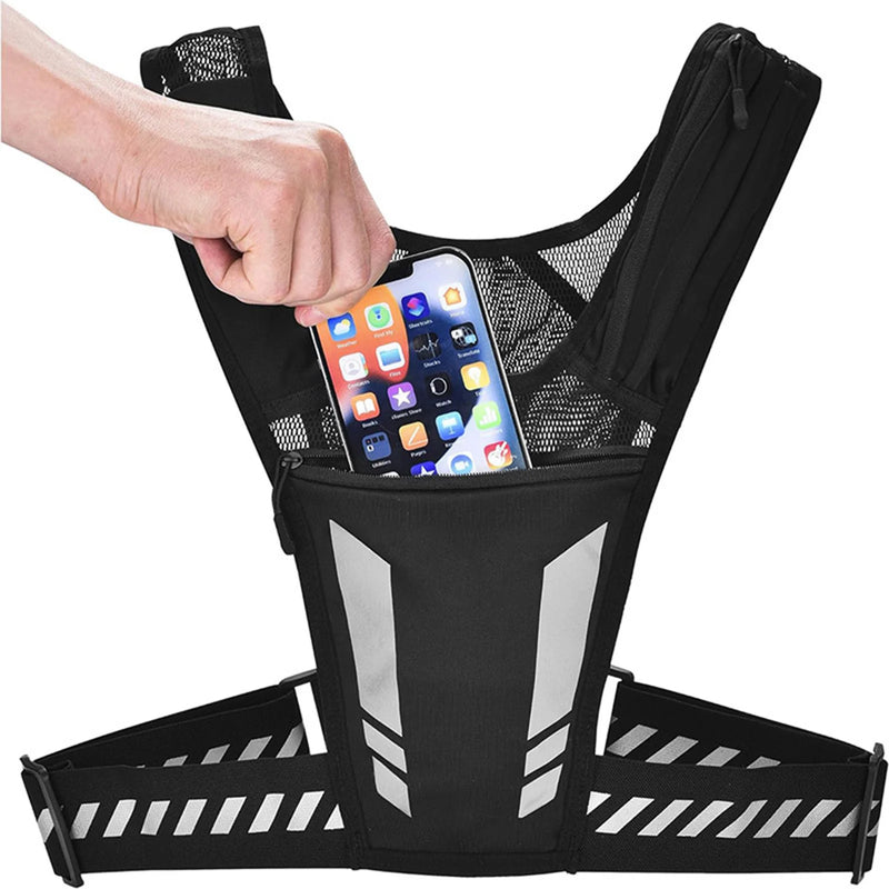 Colete de corrida ultraleve com bolso para celular e suporte para garrafa de água, mochila de hidratação respirável para ciclismo ao ar livre, trilhas e caminhadas