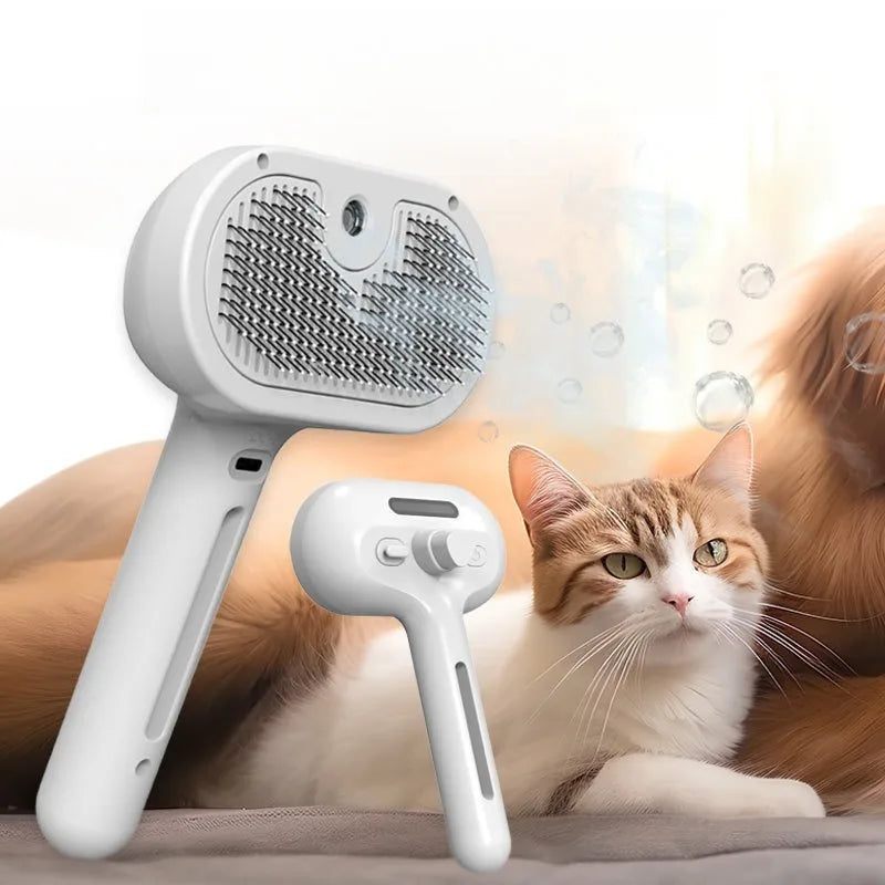 Escova de massagem a vapor para animais de estimação, escova universal 3 em 1, removedor de pelos, pente de massagem multifuncional, escova de spray.