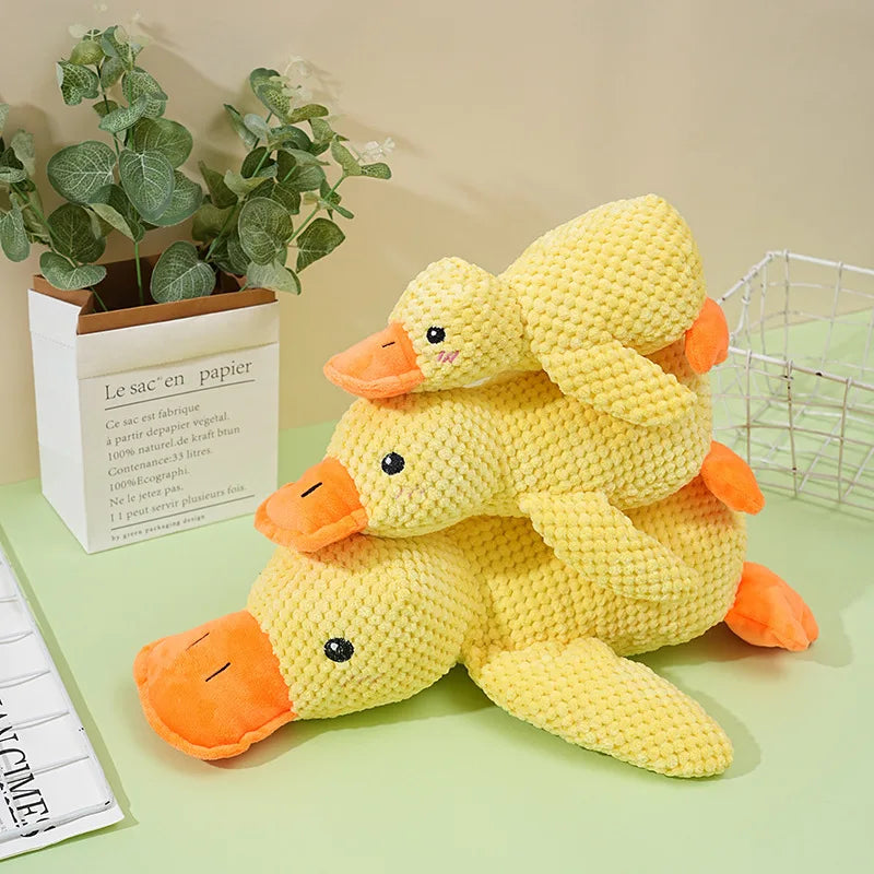 Dog Bite Resistant Teeth Grinding Sound Relief Duck Sound Toy Plush Companion Sleeping Duck Dog Toys for Small Large Dogs