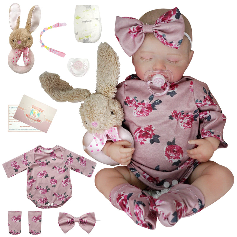 BRASTOY Reborn Baby Doll Menina Pintada Realista 48cm Corpo de Silicone Menina Menina Com Brinquedo de Pelúcia