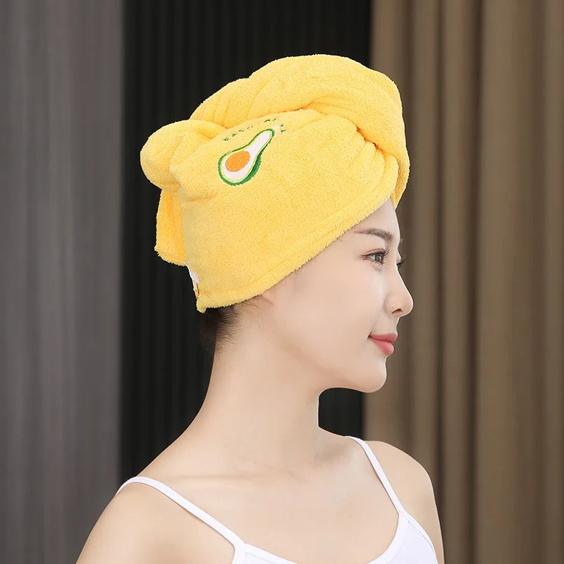Toalha de cabelo super absorvente e macia para mulheres. Toca estilosa e fácil de usar.