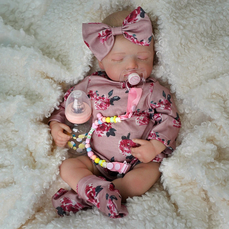 BRASTOY Reborn Baby Doll Menina Pintada Realista 48cm Corpo de Silicone Menina Menina Com Brinquedo de Pelúcia