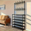 Shoe Storage with 4/5 Tiers and Top Display Shelf - Heavy-Duty Plastic Construction, Space-Saving Modern White / Black Rack for Entryway, Bedroom, Dorm Room - Easy to Assemble Sturdy Shoe Organizer Cabinet, Compact Design, Du