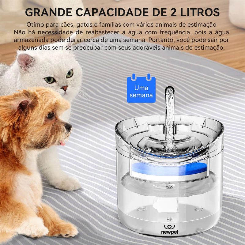 Bebedouro para gato, Bomba de água silenciosa ajustável de volume de água filtrada circulante automática.